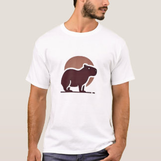カピバラかわいいミニマルなシルエット自然Tシャツ Tシャツ