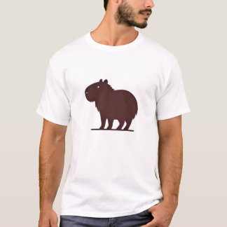 カピバラかわいいミニマルなシルエット自然Tシャツ Tシャツ