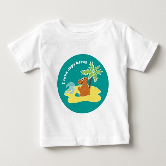 カピバラが大好きな人のためのトロピカルビーチアート ベビーTシャツ (正面)