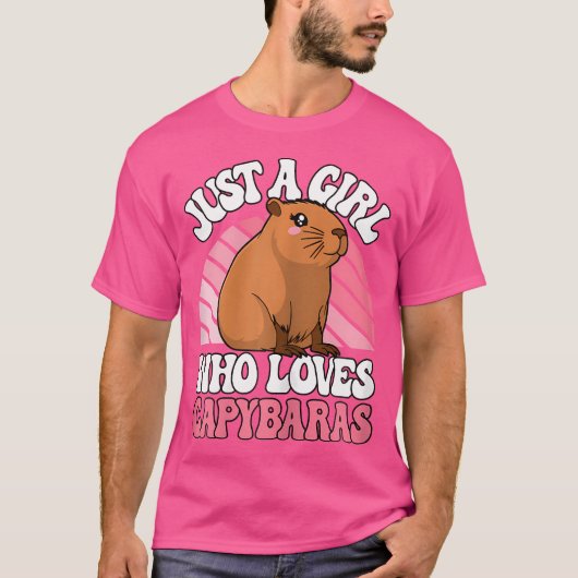 カピバラが大好きな女の子カピバラの可愛い恋 Tシャツ (正面)