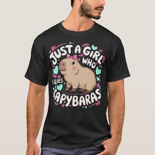 カピバラが大好きな女の子向けデザイン Tシャツ (正面)