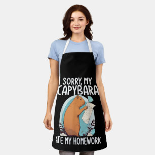 カピバラが宿題を食べちゃった おもしろTシャツ エプロン