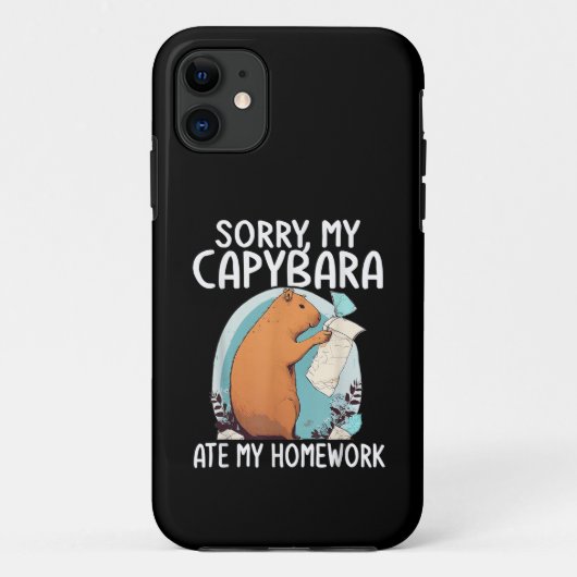 カピバラが宿題を食べちゃった おもしろTシャツ Case-Mate iPhoneケース (裏面)
