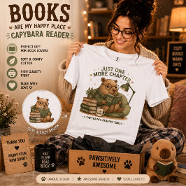 カピバラが本を読むTシャツ - あと一章だけ トライブレンドＴシャツ