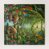 カピバラが溢れる濃密な雨林の風景 ジグソーパズル (横)