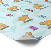 カピバラとキノコ柄 ポスター (角)