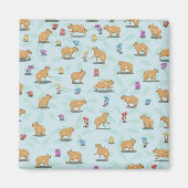 カピバラとキノコ柄 マグネット (正面)