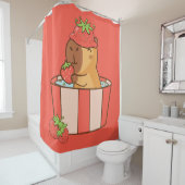 カピバラとストロベリーカーテン | かわいい果物 シャワーカーテン (インサイチュ)