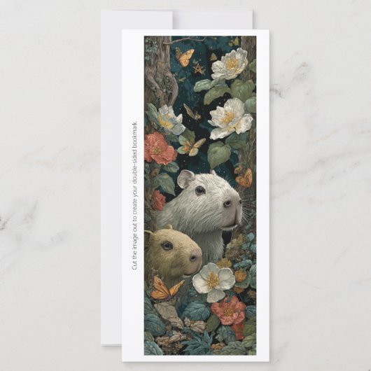 カピバラとバラのしおりカードをオリジナルで作成しよう (正面)