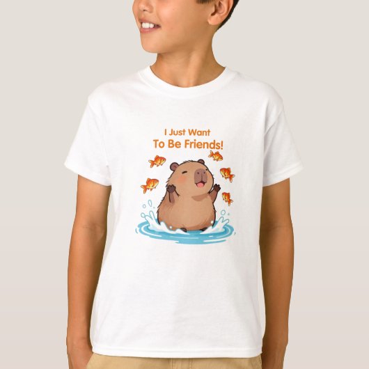 カピバラと友達 – かわいい友情デザイン Tシャツ (正面)