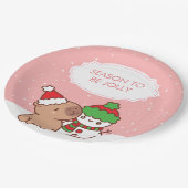 カピバラと雪だるまシーズンかわいいすてきへ ペーパープレート (アングル)