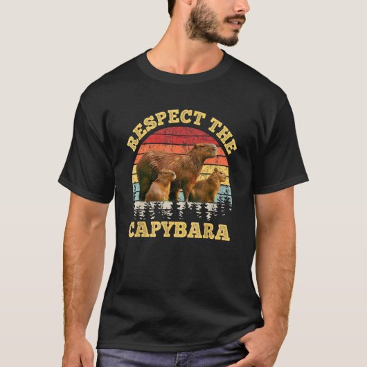 カピバラに敬意を カピバラ げっ歯類 Tシャツ (正面)