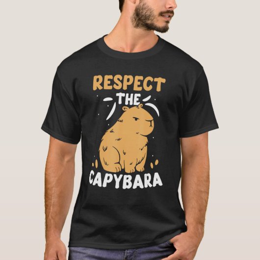 カピバラに敬意を カピバラ 動物 齧歯類 Tシャツ (正面)