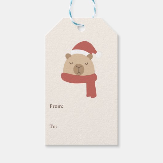 カピバラのあったかクリスマス ギフトタグ (正面)