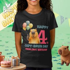 カピバラのお誕生日おめでとう カスタムカピバラ4歳の誕生日 Tシャツ