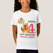 カピバラのお誕生日おめでとう カスタム4歳の誕生日グッズ Tシャツ (正面)