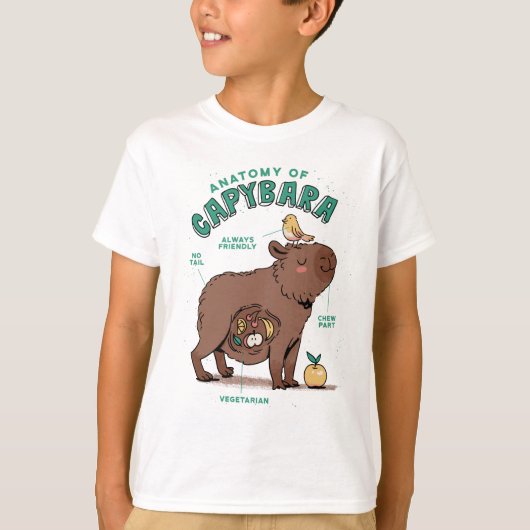 カピバラのからだのしくみ面白解剖図 Tシャツ (正面)