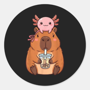 カピバラのかわいいボバティー ラウンドシール