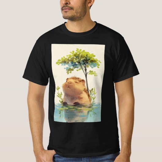 カピバラのくつろぎディップ Tシャツ (正面)