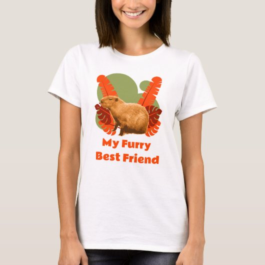 カピバラのぬいぐるみベストフレンドトロピカルアニマル Tシャツ (正面)