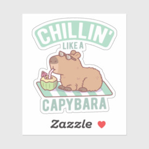 カピバラのようにくつろぐ面白いデザイン シール