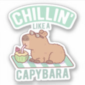 カピバラのようにくつろぐ面白いデザイン シール (正面)