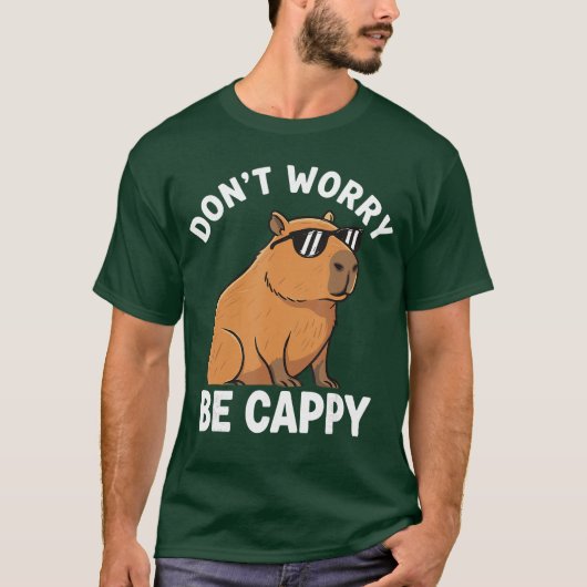 カピバラのカピでDon't Worry be Happy(幸せなカピ) Tシャツ (正面)