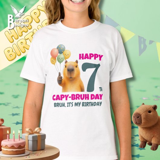 カピバラのカピブラの日おめでとう 7歳の誕生日 Tシャツ