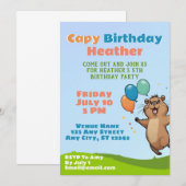 カピバラのキャピ 誕生日パーティー招待状 招待状 (正面/裏面)