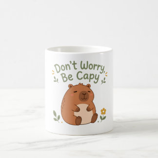 カピバラのキュートなマグカップ "Don't Worry Be Capy" コーヒーマグカップ