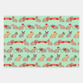 カピバラのキュートな野生のクリスマス オリジナル ラッピングペーパーシート