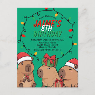 カピバラのクリスマスイルミネーション誕生日パーティー ポストカード