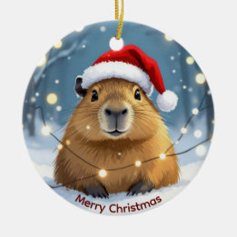 カピバラのクリスマスグリーティング セラミックオーナメント