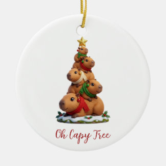 カピバラのクリスマスツリースタック セラミックオーナメント