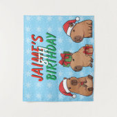 カピバラのクリスマスホリデーバースデー タペストリー (正面)