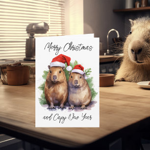 カピバラのクリスマス新年 カード