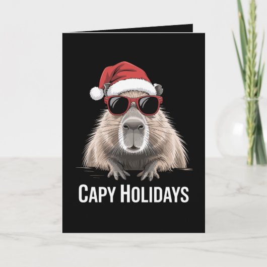 カピバラのクリスマス カピバラ サンタ帽子 冬 カード (正面)