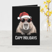 カピバラのクリスマス カピバラ サンタ帽子 冬 カード (黄色い花)