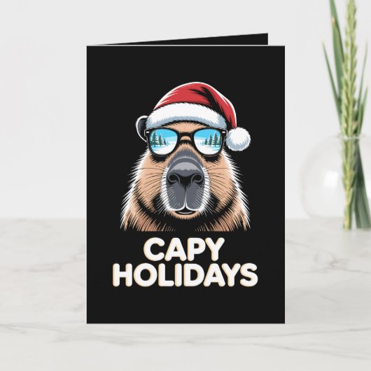 カピバラのクリスマス サングラス サンタクロース カード (正面)
