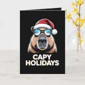 カピバラのクリスマス サングラス サンタクロース カード (黄色い花)