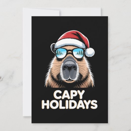 カピバラのクリスマス サングラス サンタクロース 招待状 (正面)
