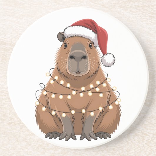 カピバラのクリスマス マッチング クリスマサンタ コースター (正面)