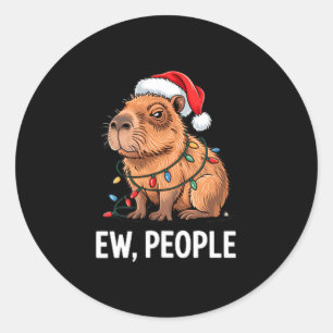 カピバラのクリスマス ライト 引きこもりのための面白いデザイン ラウンドシール