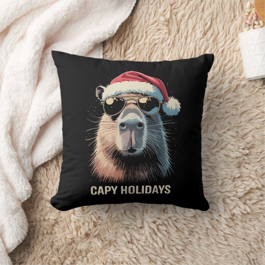 カピバラのクリスマス Funny Xmas クッション (ブランケット)
