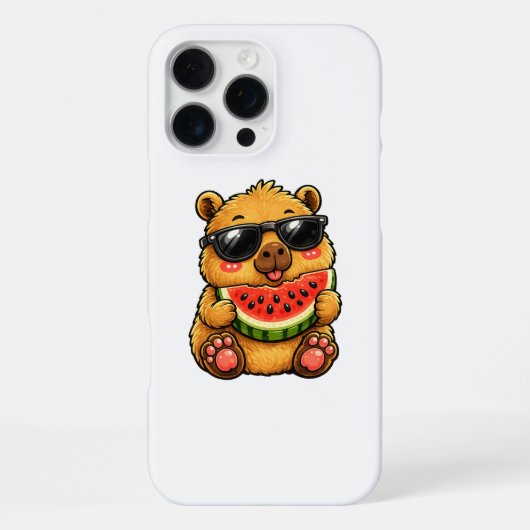 カピバラのクールなスイカサマー iPhoneケース (裏面)
