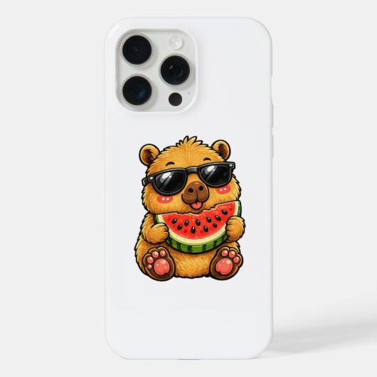 カピバラのクールなスイカサマー iPhoneケース (裏面)