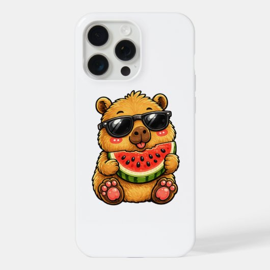 カピバラのクールなスイカサマー iPhoneケース (裏面)
