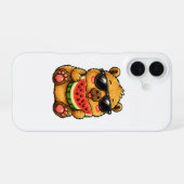 カピバラのクールなスイカサマー iPhone 16ケース (裏面横)