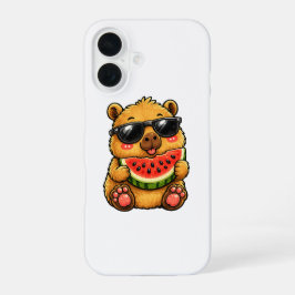 カピバラのクールなスイカサマー iPhone 16ケース