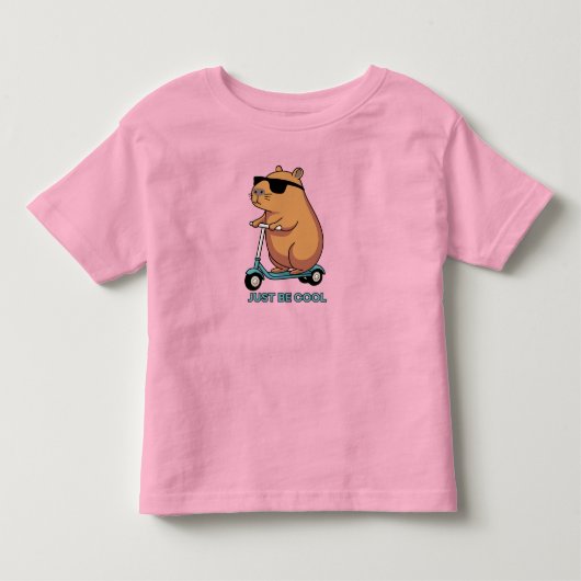 カピバラのクールなスクーター トドラーTシャツ (正面)